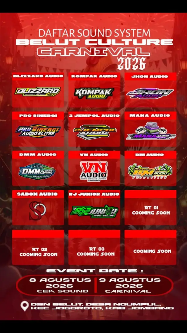 Ramaikann Karnaval belud,ngumpul,jogoroto Jombang di tanggal 8-9 Agustus 2026 ramaikann #karnavalbelutjogoroto #fyp #jombang24jam 