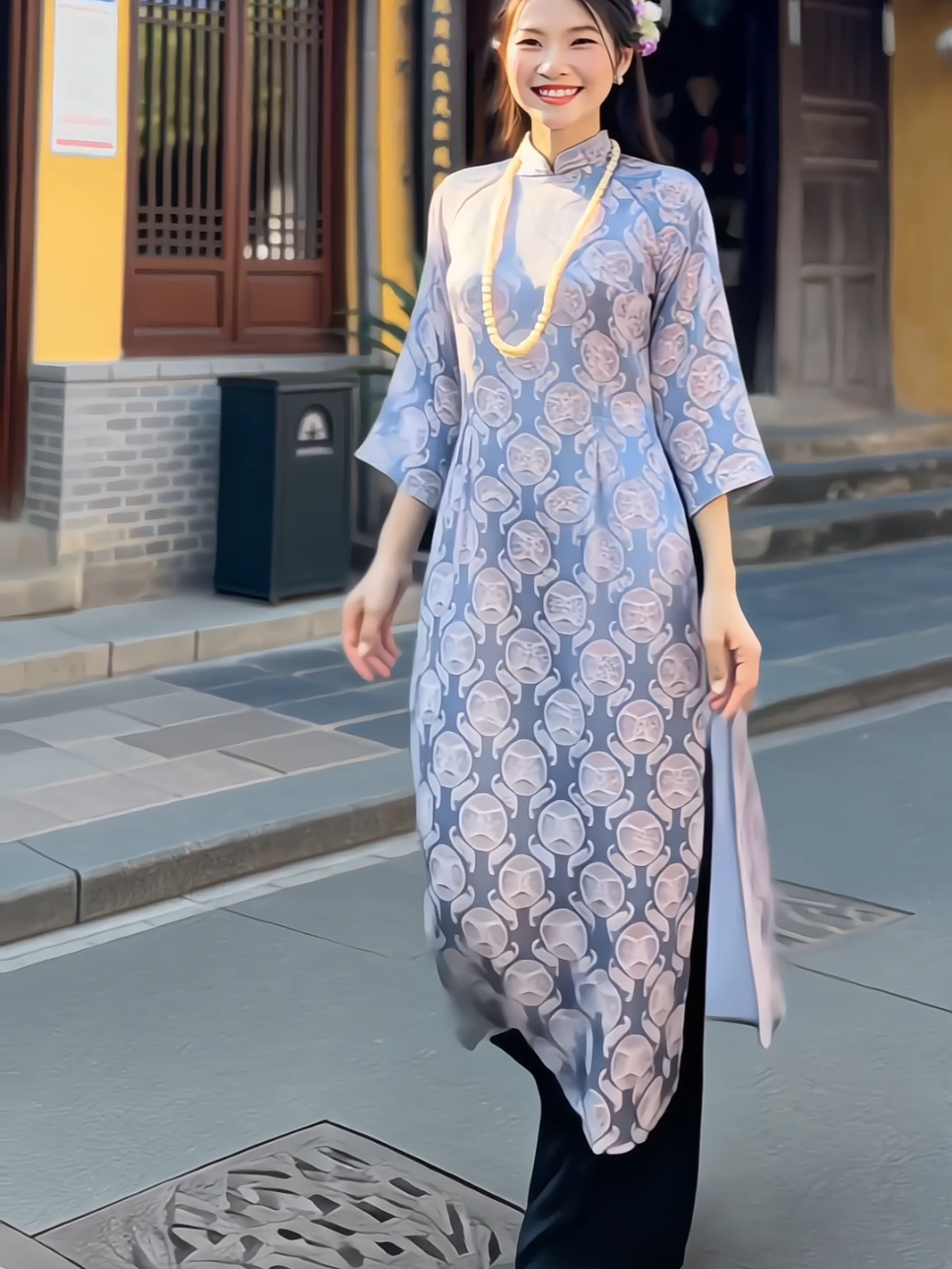 Áo dài cách tân nữ gấm thọ dơi dáng suông tay loe họa tiết trẻ trung ạ #aodaigamsuong #aodaixinh #aodaicachtan #aodaitet #xuhuong 