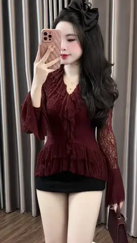 Áo ren thiết kế bèo cho nữ xinh