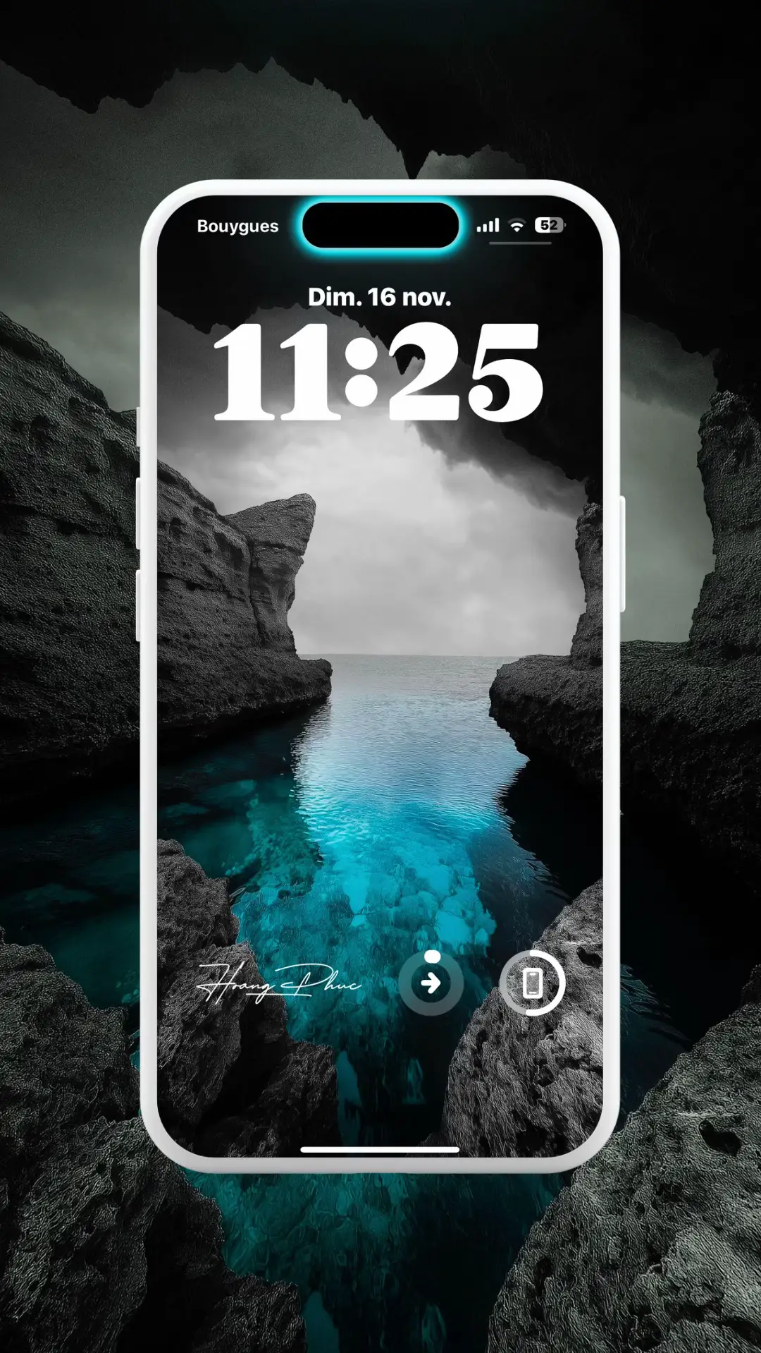 Un fond d’écran captivant mêlant roche sombre et eau turquoise cristalline. Une ambiance profonde, mystérieuse et incroyablement esthétique. 🌊✨ #wallpaper #iphone #ios26 #nature 