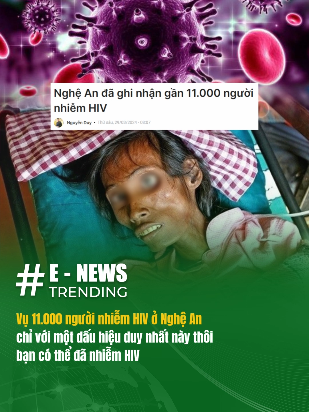 Sau vụ 11 nghìn người nhiễm HIV ở Nghệ An, nhiều người thắc mắc đâu là biểu hiện nhiễm HIV #enewstrending #viral #dauhieunhiemhiv #nghean37 #hivaids
