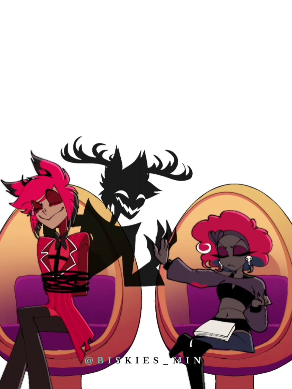 I never knew that I need this duo. THEY'RE BESTIES, I'M THE CHAIR  #hazbinhotel #alastorhazbinhotel #velvettehazbinhotel  #voxhazbinhotel  #valentinohazbinhotel 