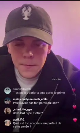 Part 8 | Charles en live sur Insta chez lui ❤️ Il parle de faire comme sur la tournée faire une rencontre avec ses fans avant ou après le show, il ne sait pas trop + on voit son chat 😍🫶🏽 👤@charlesdoreoff 🫶🏽🌟 #charlesdore #StarAcademy #liveinstagram #rencontre #prt 