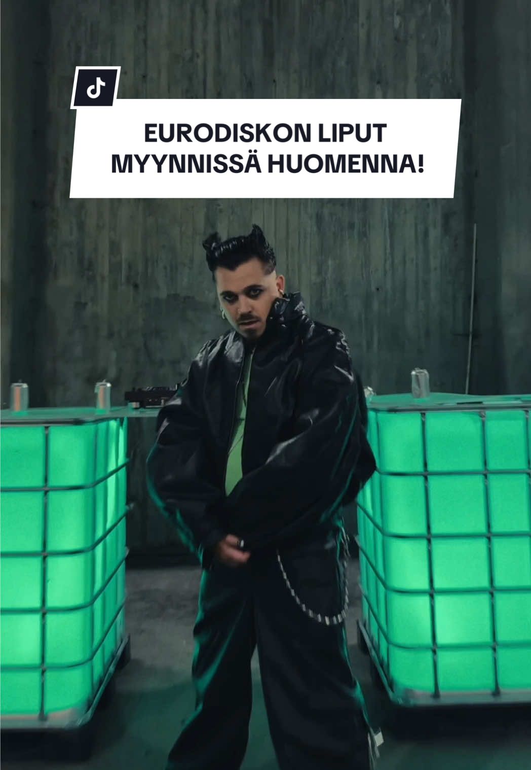 EURODISKON LIPUT MYYNNISSÄ HUOMENNA KLO 9 TICKETMASTERISSA! 🔥 EURODISKO TICKETS ON SALE TOMORROW AT 9 AM VIA TICKETMASTER! 🔥 KAIKKI MESSII EVERYBODY! 💚 @Käärijä  #käärijä #eurodisko #keikat #veikkausarena #warnermusiclive 