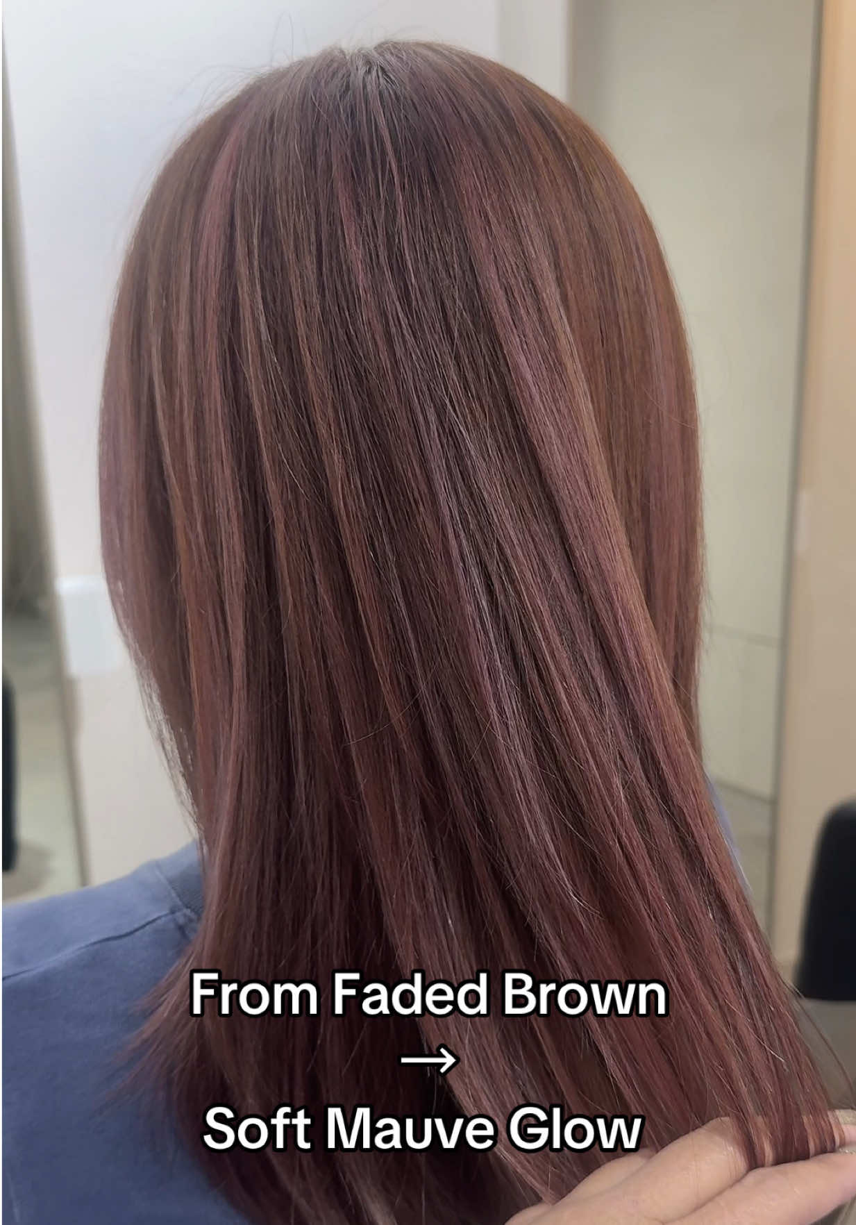 Customized a soft pink-mauve blend to brighten her complexion and add movement to her layers 💗 Healthy shine + fresh tone = perfect combo #hairtransformation  #mauvehair  #beforeafterhair  #asianhair  #haircolor  @Be Salon Singapore 