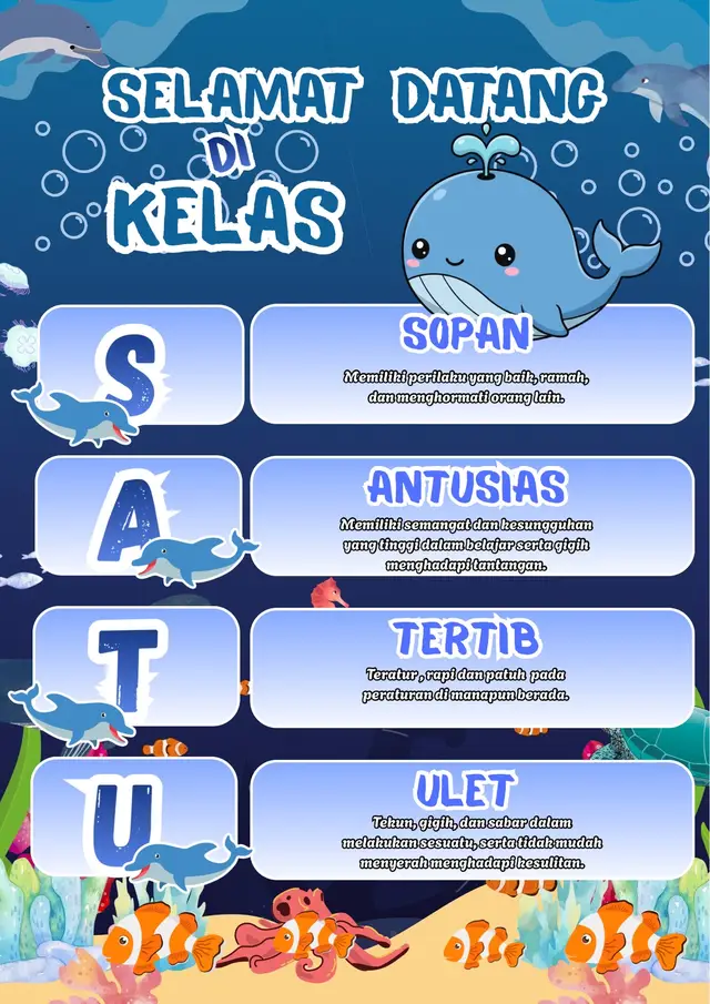 Ide dekorasi kelas poster selamat datang, yang mau filenya bisa langsung klik link yang ada di bio yaa 😉 #posterkelas #poster #hiasandinding #hiasankelas #fyp 