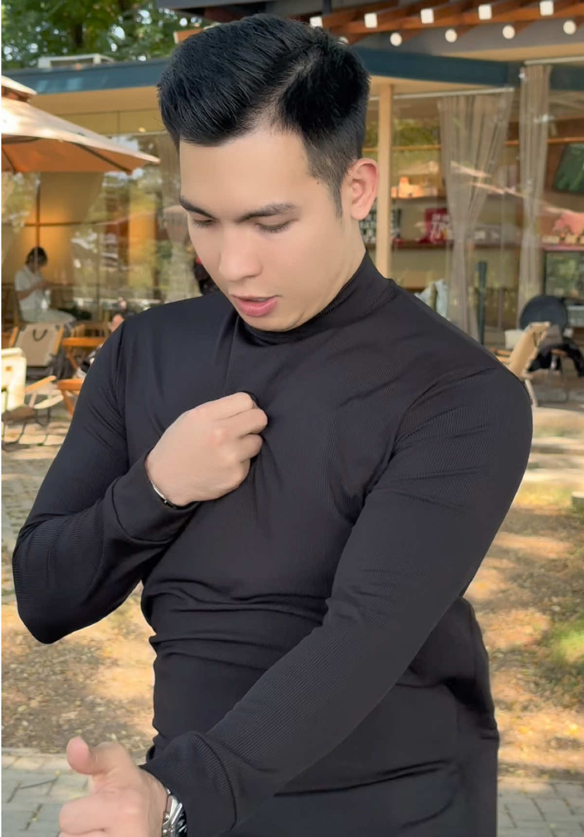 Áo thun gân dài tay co giãn 4 chiều 