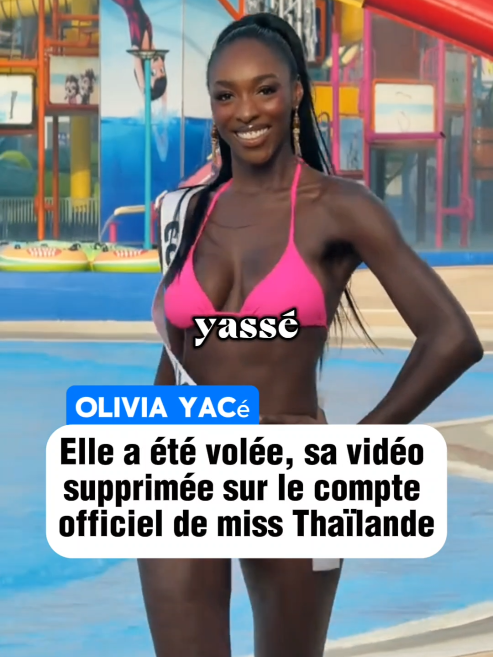 Olivia Yacé est sur le point de remporter Miss Univers. Lors du défilé de maillot de bain a été supprimée sur la compte officiel de miss Thaïlande. #oliviayace #missuniverse #paris #france #defile 