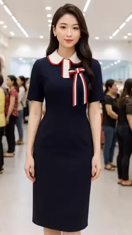 Đầm cotton lạnh cổ bẻ nơ thanh lịch chuẩn phom đẹp #damcongso #damxinh #damnu #thoitrangnu #depmoingay