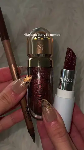 this lip combo 🫦🍒🖤✨ #KIKOMilano #kikogloss #lipcombo #kikosparklinglipstick 