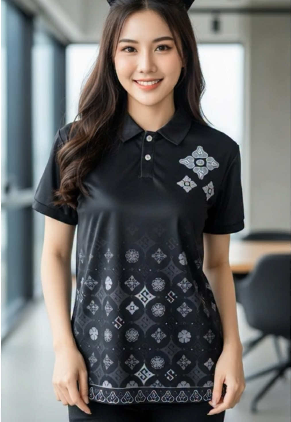 #เสื้อลายไทย #สินค้าปังดันยอดขาย #เสื้อสีดำใส่ทำงาน #เสื้อดําสุภาพ #สายฝนนะคะ 