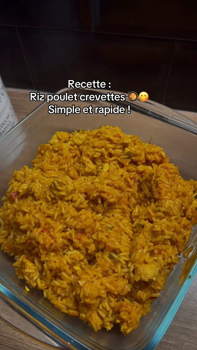 Recette poulet riz crevette 🦐 🥘 #recetterapide #recettesimple #yummyfood #pourtoi 