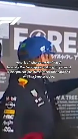 A facial phenomenon where Max briefly forgets he’s a world champion and remembers he’s a single dad and Kimi-dependent 😂 #maxverstappen #kimiantonelli #formula1 #singledad #mercedes 