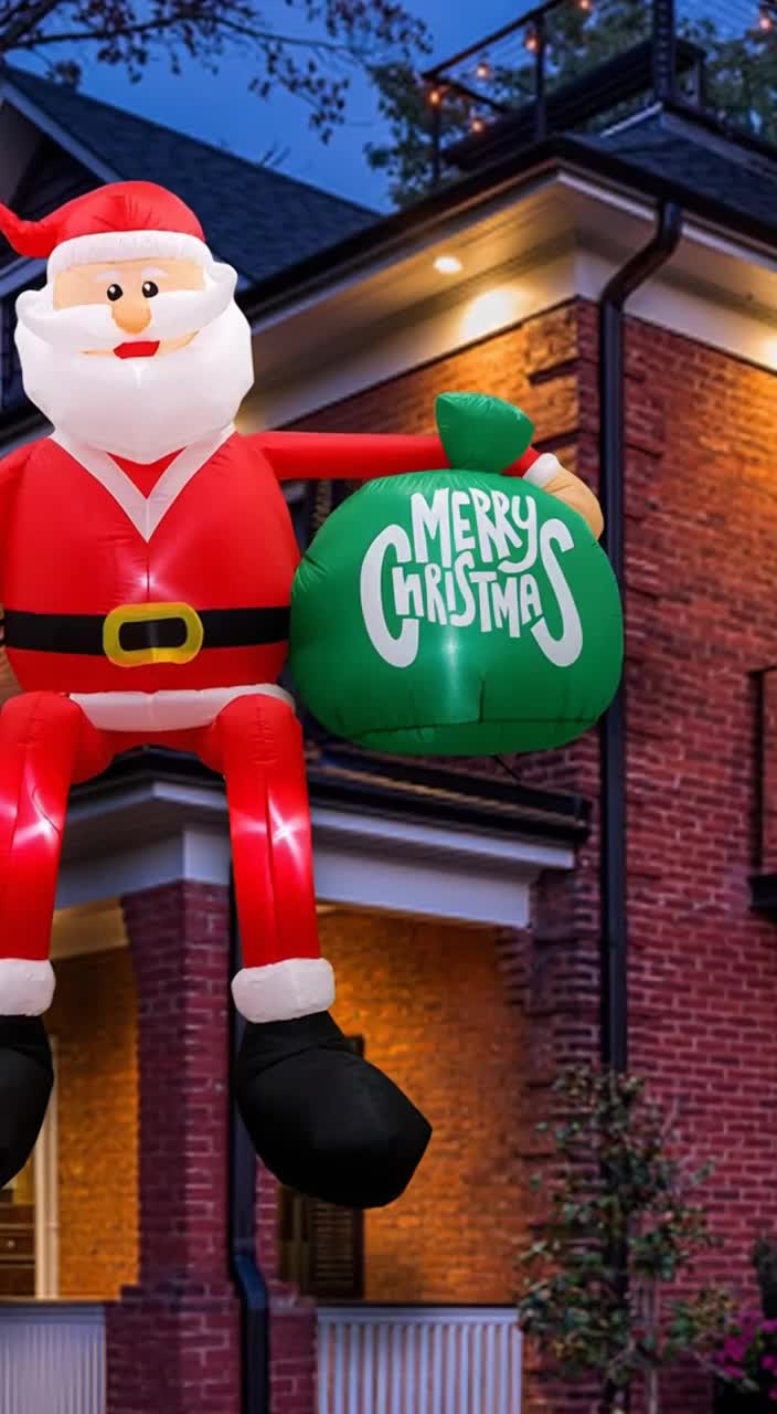 8FT Christmas Inflatable Wall-Climbing Sitting Santa with LED Lights & Gift Sack Party Supplies SZX-SL-001 190TPolyester Fabric Durable Weather-Resistant #xmas #christmasuk #treedecorations #christmasholiday #chirstmas2025🎄☃️🎅 #christmassecorations #christmastable #holidaydecorations #drawstringchristmasbags #christmasiscomming