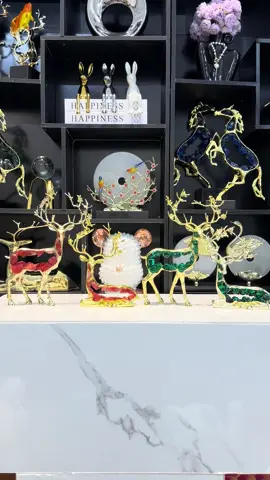 Cặp hươu đá thạch anh decor trang trí phòng khách 🌻quà tặng cao cấp (con đứng 34cm , con nằm 23cm )