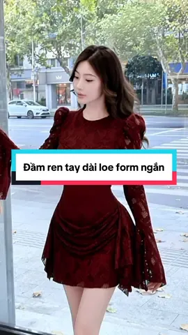❤️‍🔥 Đầm ren tay dài loe form ngắn  #thoitrangnu #damxinh #viralvideo 