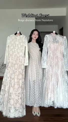 Váy tiệc dresscode tone beige cho mấy người đẹp 🥂✨@Nanstore86 ✨#review #outfitideas #weddingguestdress #vaydutiec #partydress 