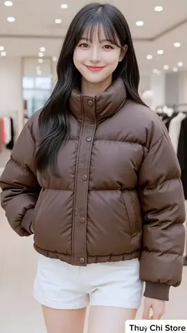 Áo phao da dáng ngắn trần bông dày dặn. #aophaonu #thoitrangnu #xuhuong #viral #thinhhanh 