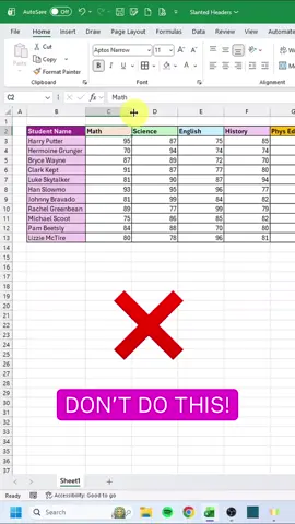 Slanted Headers in Excel⚡ #excel #exceltips #corporate #workhacks