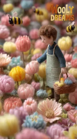 flowers everywhere #cozy #aianimation #relaxingvideos #woolfelt #cute 