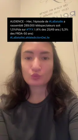 La bataille avait rassemblé plus de 280000 téléspectateurs, ce qui est un bon record pour @TFX @labataille_tfx 🖤 #labataille #labatailleliledelamalediction #labatailletfx #amelieneten #melaniedacruz 