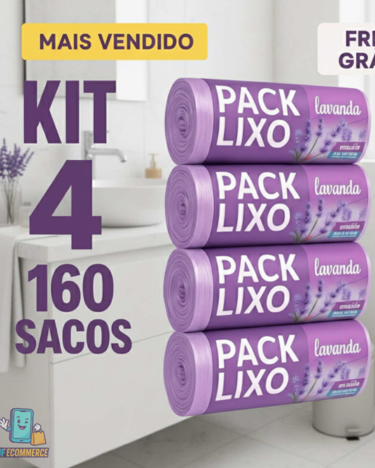 Link 143- na bio✨ Kit 4 Sacos de Lixo Perfumados Lavanda | 160 Sacos | Pia e Banheiro | 34x38cm | Neutraliza Odores #saco #shopeebrasil #promoçãoShopee 