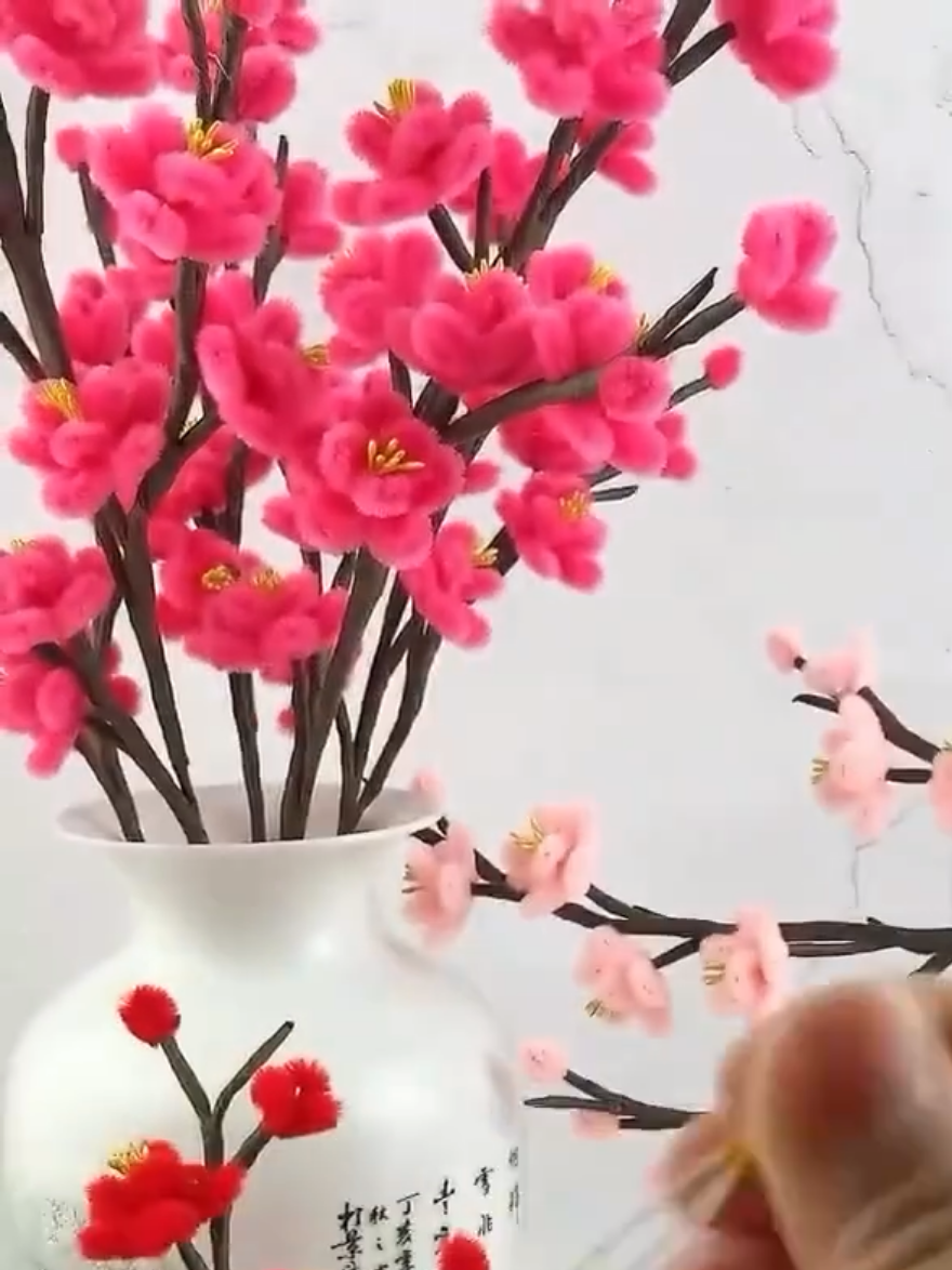 Cách làm hoa đào bằng kẽm nhung @Dứa handmade  #lamhoabangkemnhung  #duahandmade  #kheotayhaylam  #kemnhunglamhoa  #dohandmade 