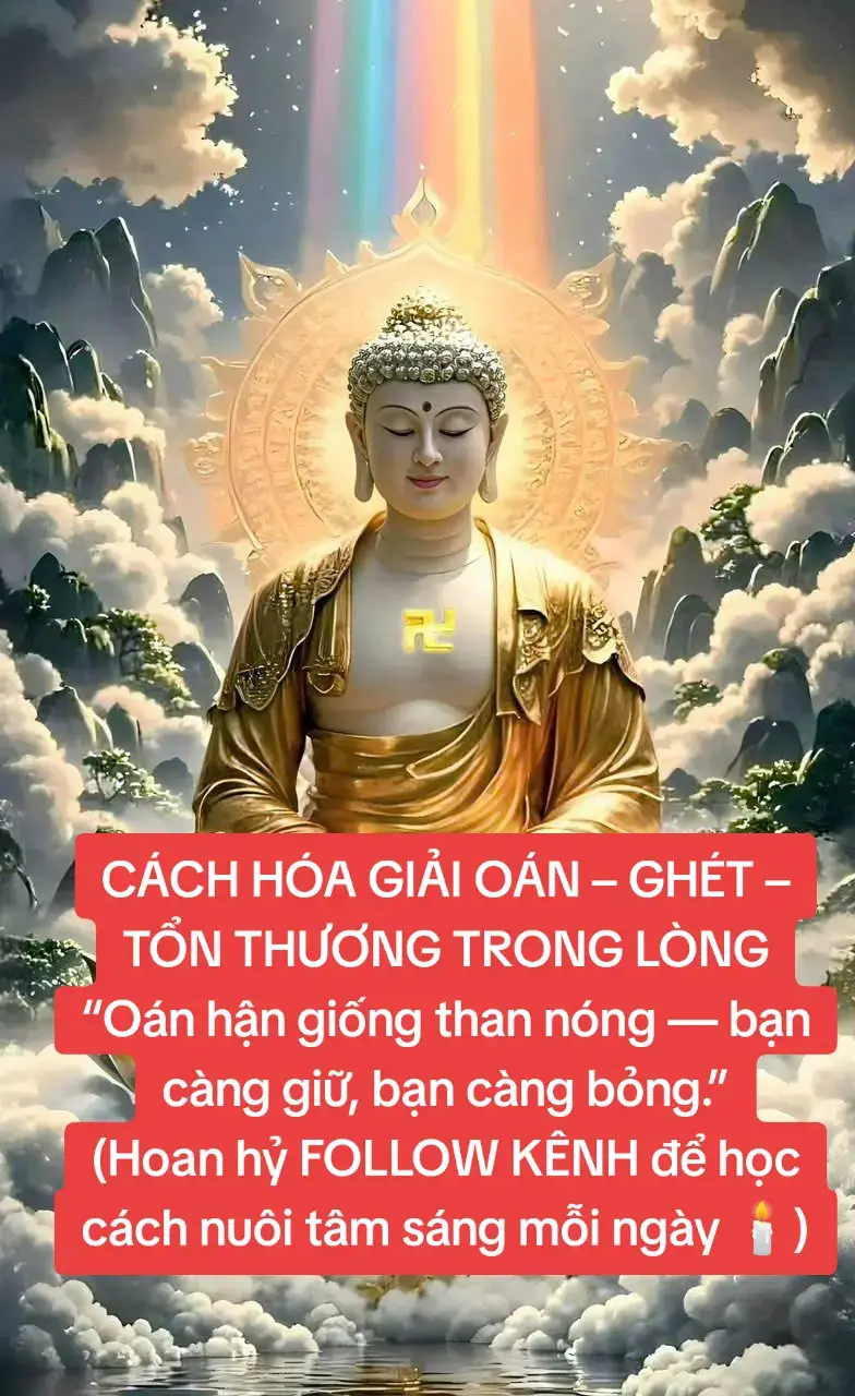 CÁCH HÓA GIẢI OÁN – GHÉT – TỔN THƯƠNG TRONG LÒNG “Oán hận giống than nóng — bạn càng giữ, bạn càng bỏng.” (Hoan hỷ FOLLOW KÊNH để học cách nuôi tâm sáng mỗi ngày 🕯️) 1. Đừng kể mãi nỗi đau cũ Mỗi lần kể lại là mỗi lần tự rạch lại vết thương. 2. Hiểu rằng ai cũng mang nỗi khổ riêng Người làm bạn đau, có khi cũng đang đau. 3. Tha thứ không phải quên, mà là không cho nó điều khiển đời mình Buông được là thắng. 4. Hãy nhìn nỗi đau như bài học Sau từng thương tổn đều có một trí tuệ đang chờ. 5. Gửi lòng mình một lời nhắc nhẹ: “Không gì nuôi phúc nhanh bằng việc giữ tâm không oán.” 1. Ổn định tâm – dưỡng khí – thu mình mà mạnh lên Tháng này không phải thời điểm “bung hết lực”, mà là tạo sự vững vàng bên trong. ✔ Ngồi thiền, đọc sách, viết kế hoạch ✔ Giảm giao động cảm xúc – giữ tâm bình hòa ✔ Tránh chạy theo sốt nóng, trào lưu, thị phi Người tĩnh thì vận tự đến. Người vội thì phúc tan. 3. Thanh tẩy không gian sống Cuối thu đầu đông, khí lạnh nặng hơn → cần kích sáng – tăng dương khí. ✔ Xông nhà, đốt trầm, mở cửa lấy nắng ✔ Lau dọn bàn thờ, không gian tâm linh ✔ Đặt thêm đèn vàng ấm, muối phong thuỷ ở góc tài lộc Nhà sạch – tâm sáng – lộc tự thông. 1. Không nóng nảy – cực đoan – phản ứng mạnh Giao mùa dễ khiến cảm xúc “đổi khí” → dễ xung đột. ✘ Tranh cãi ✘ Đố kỵ ✘ Nói lời tổn thương người khác Một câu làm tổn phúc, một niệm thiện cứu vận. 3. Không để nhà cửa lạnh khí – bừa bộn Tháng này khí lạnh dễ “đọng” → nghẽn tài – nghẽn vận. ✘ Góc tối ✘ Phòng ngủ ẩm, thiếu sáng ✘ Bàn thờ bụi Nhà lạnh thì vận chậm – nhà sáng thì tâm sáng. 🌱 Kết tinh năng lượng tháng 10 âm lịch Tháng này dành cho: Dưỡng thân – Dưỡng tâm – Dưỡng phúc Ổn định nội lực Thu xếp chu toàn Nối lại năng lượng gia đình – tổ tiên Chuẩn bị sẵn khí để bước vào tháng 11 – 12 tăng tốc Tháng tĩnh để năm động. Người biết dừng đúng lúc mới đi xa. #loiphatchongaymoi  #tamansongkhoe  #nangluongbinhan  #daophat  #nhatkytinhthuc 