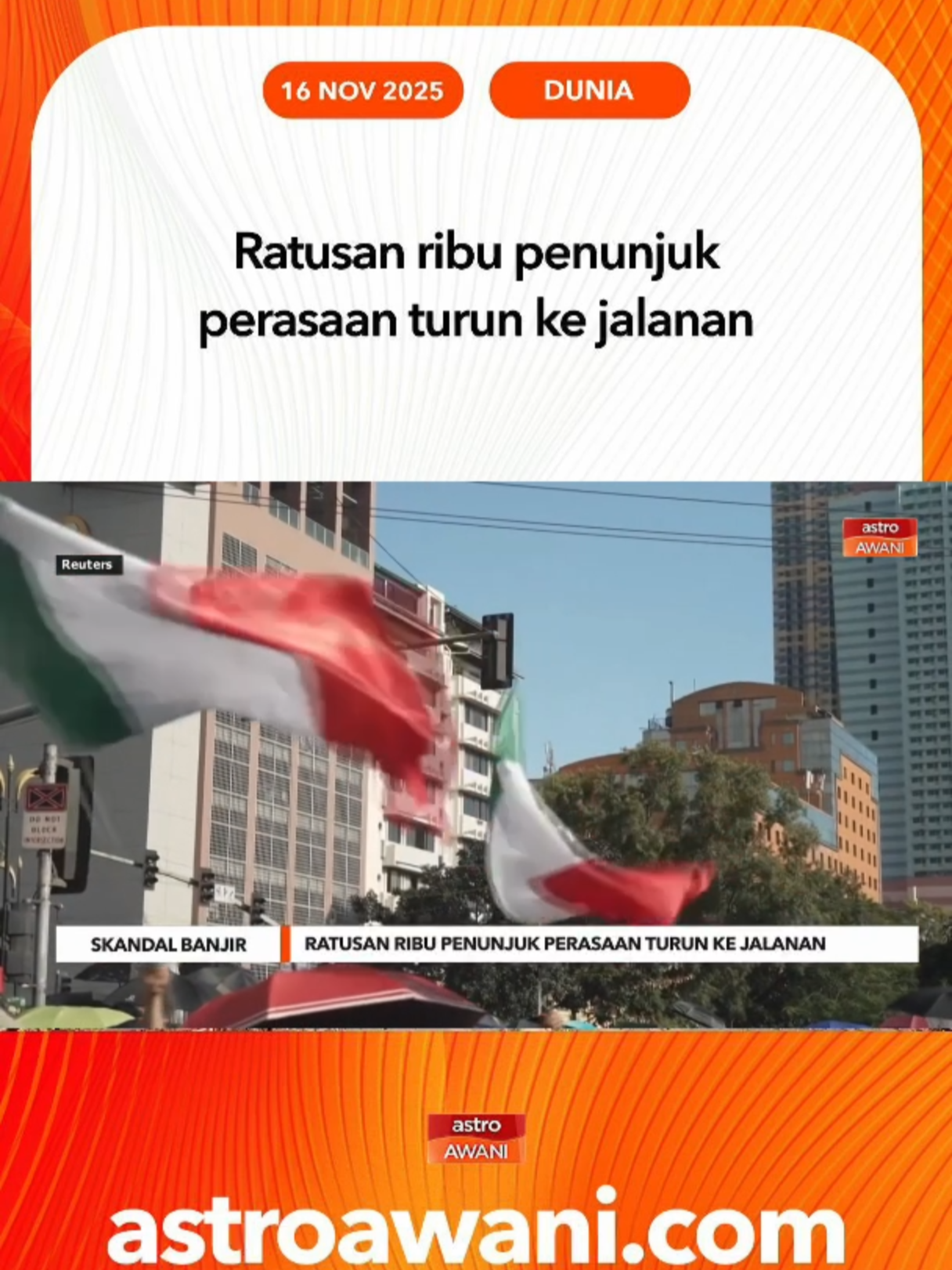 Protes diadakan susulan skandal banjir melibatkan lebih 5,500 projek kawalan banjir yang didedahkan Presiden Ferdinand Marcos Jr. #AWANInews