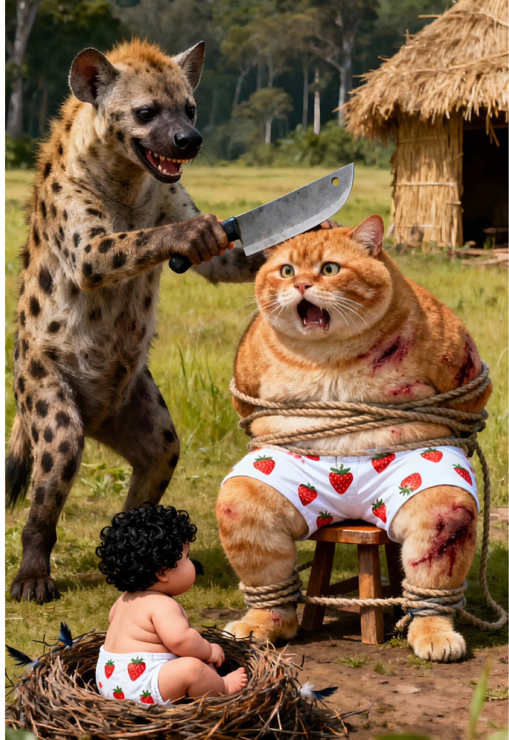 The child fell from the plane, but fortunately, an orange cat risked its life to save them just in time. Funny Kitten AI #capcut #capcutforus #capcutpioneer #orangecat #funny 