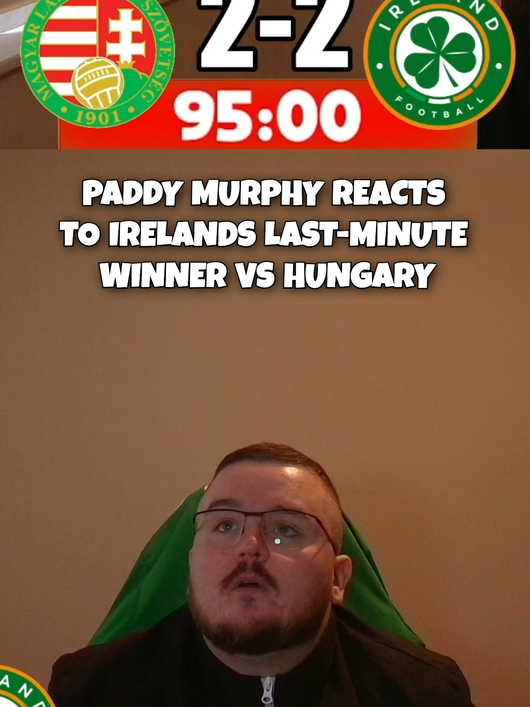 PADDY MURPHY REACTING TO TROY PARROT LAST MINUTE WINNER TO SEND IRELAND TO THE WORLD CUP PLAYOFFS #paddymurphy #irish #ireland #football