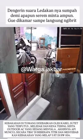 Warga mendengar dentuman besar sebelum kebakaran melanda permukiman di Jalan Tomang Banjir Kanal, Gang Pelita 08, Kelurahan Jati Pulo RW 04, Kecamatan Palmerah, Kota Jakarta Barat, pada Minggu sore. 