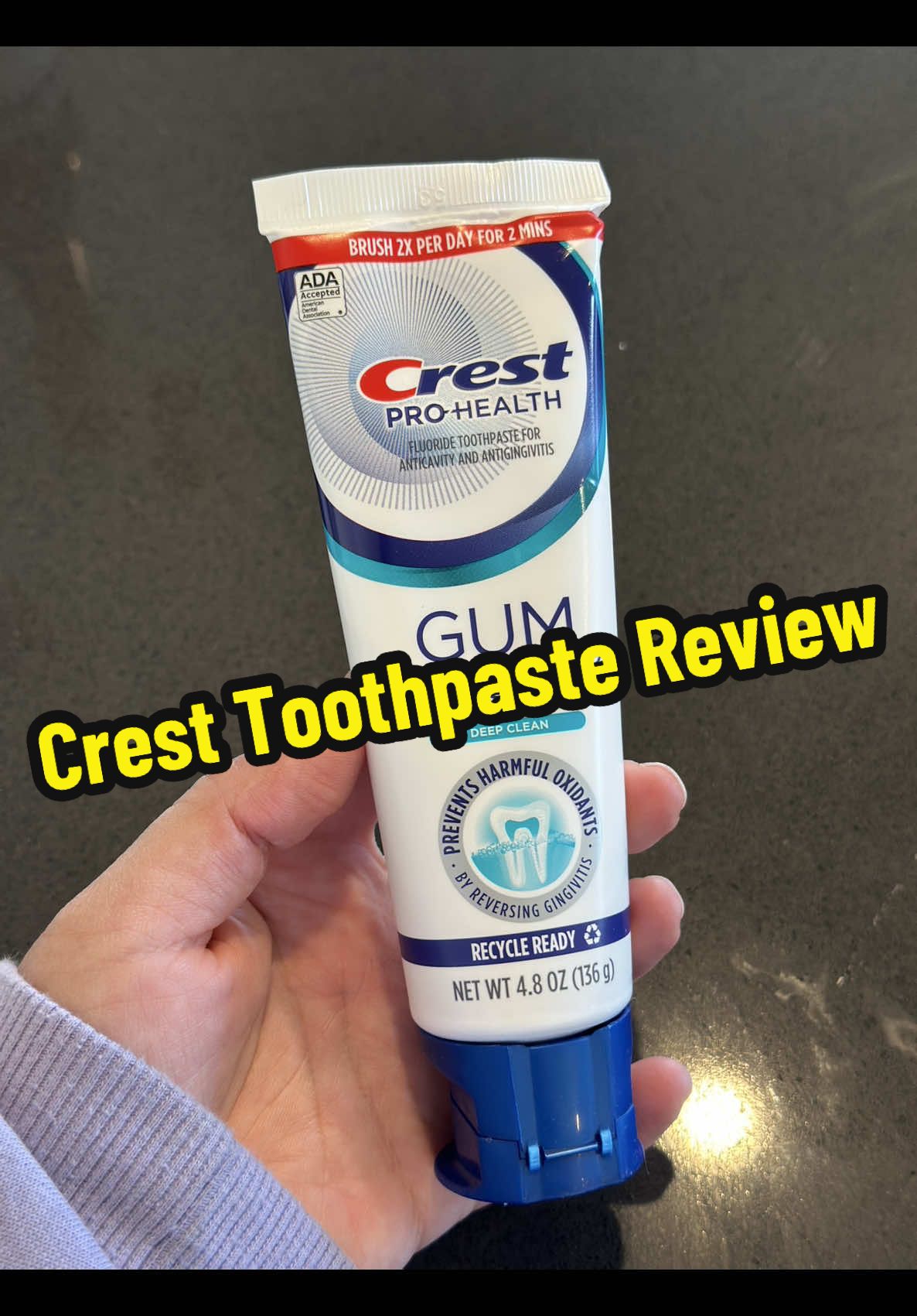 I highly recommend “Gum Detoxify” toothpaste by Crest. This was recommended by my dentist two years ago and I switch between using this and Crest 3D white toothpaste #crest #toothpaste #gumhealth #health #tooth 