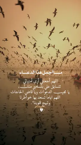 مــــاأجمل هذا الدعــــاء🦋: اللهم أجعلني أرى أمنياتي  تتسابق علي بتسخيرٍ منك،  يا مجيب الدعوات ويا قاضي الحاجات  اللهم اياماً تسعد بها خواطرنا  وتبهج قلوبنا