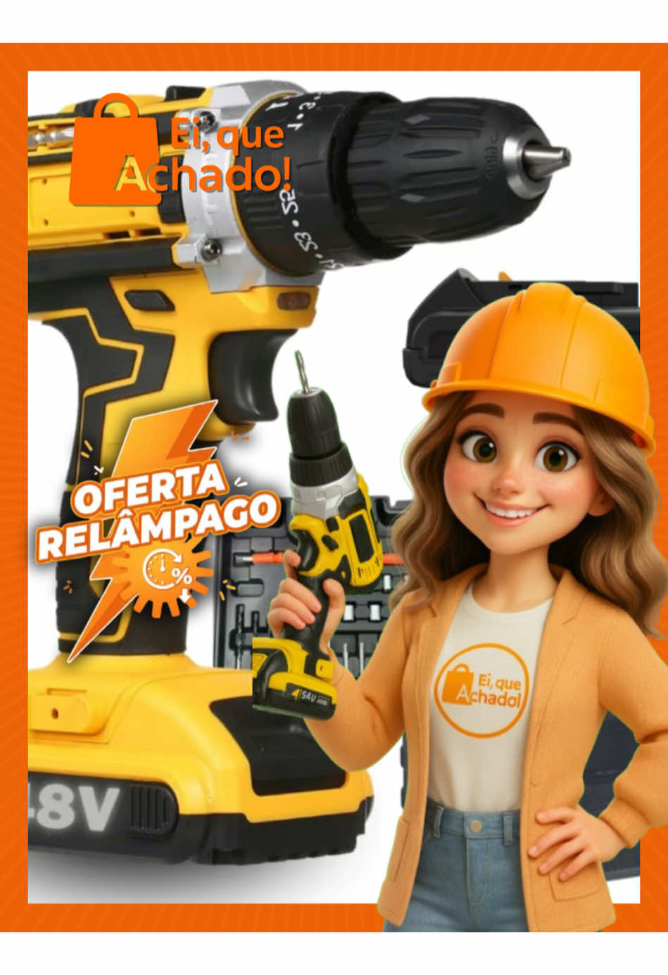 🚨 Achado de hoje que vai facilitar sua vida! A Gi testou a furadeira/parafusadeira 21V e o kit está COMPLETÃO! 🤯 Se você ama praticidade, essa aqui vai virar sua melhor amiga na obra! 🛠️✨ 👉 Clique no carrinho Laranja  #furadeira #parafusadeira #achadododia #natal #ferramentas 