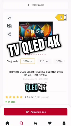Televizor Qled Smart Hisense #tv #televizor #qled #oferta #techtok 
