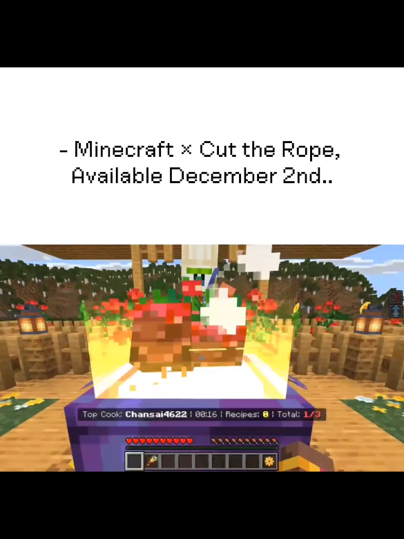Minecraft Minecraft × Cut the Rope, Available on December 1st in the Minecraft Marketplace. . . . . . . . . . . . . . . . #Minecraft #Addon #cuttherope #minecraftbedrock #day 