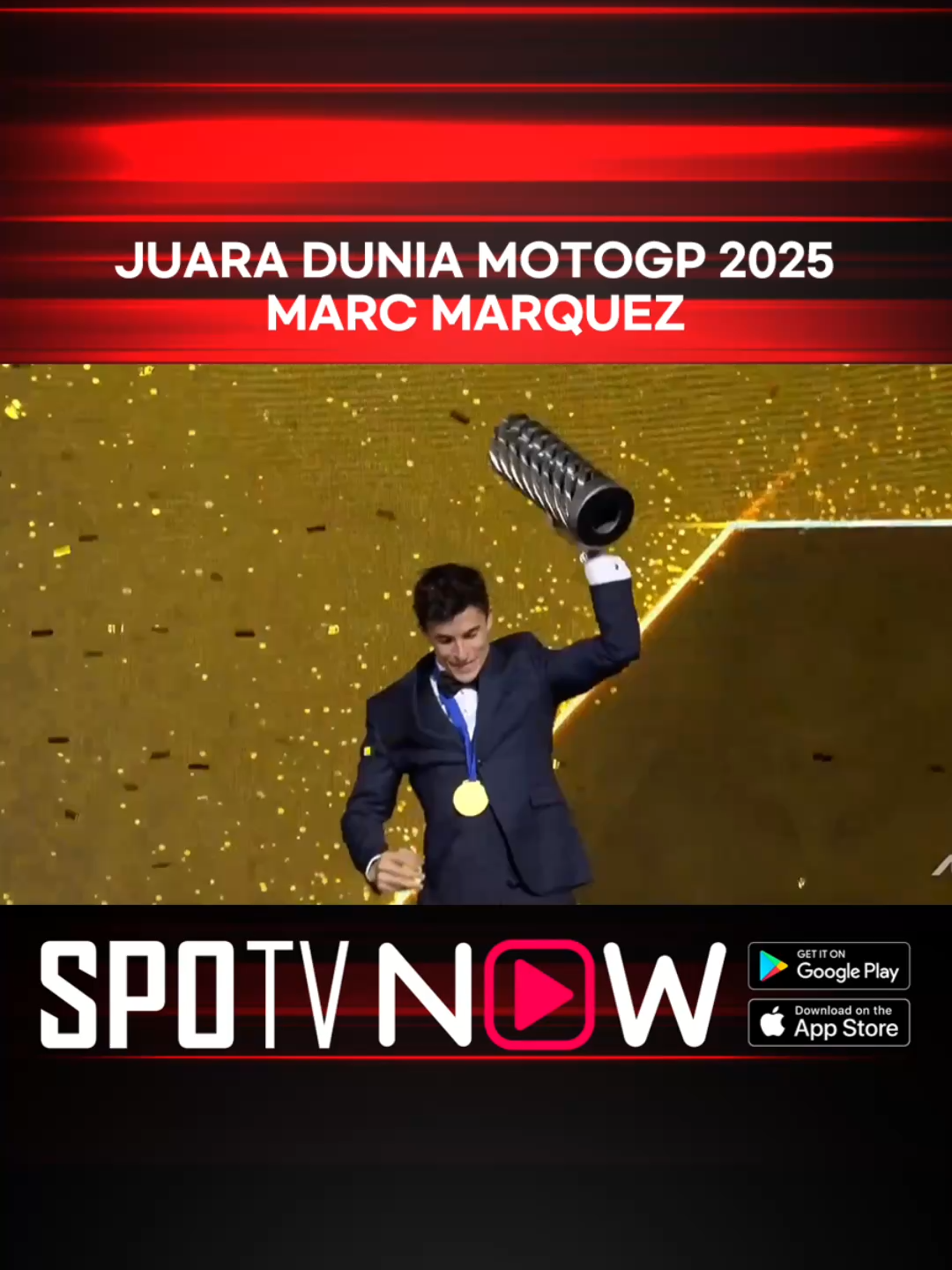 #MotoGP™ - Juara dunia MotoGP musim 2025, Marc Marquez! Strim #MotoGP musim 2026 live di #SPOTVNOW! #SPOTVMY Langgan Pek Motorsport untuk akses tanpa had! #SukanDiTikTok #MotoGPAwards25