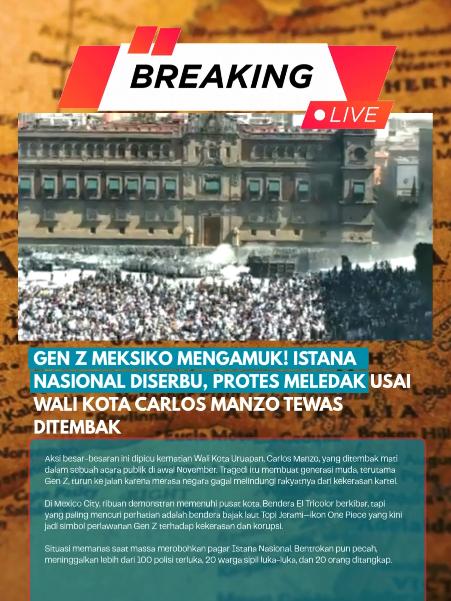 Gelombang amarah Gen Z meledak di Meksiko #GenZMexico #ProtesGenZ #MexicoViral #GelombangAmarah #BeritaDunia #ViralInternasional #TrendingTikTok #IsuGlobal #ViralHariIni #BeritaTerkini #UpdateTerkini #FYPIndonesia #BeritaViral #KrisisMeksiko #YouthProtest #IsuTerkini #ViralDunia #GlobalUpdate #BeritaInternasional