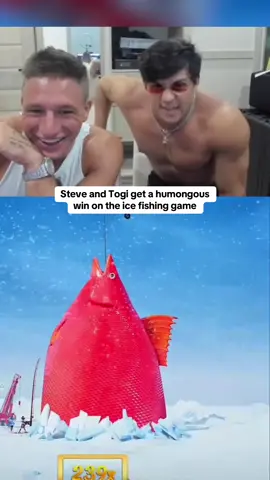 Steve and Togi get a humongous win on the ice fishing game #kickstreaming #togi 