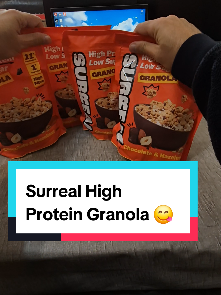 Surreal High Protein Granola - 4x Chocolate Hazelnut - 11g of protein, 1g Sugar - High Fiber & Vegan Friendly. #surreal  #granola  #healthybreakfast  #fyp  #tiktokmademebuyit 