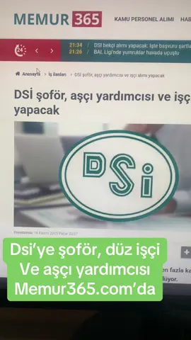 Dsi personel alımı memur 365’te