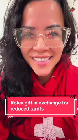 Rolex gift in exchange for reduced tarrifs 😳 If Barack or Biden did this everyone would be hysterical!!!  Remember when the tan suit was a scandal? Let’s go back to that  #rolex #switzerland #trump #bribes #fyp