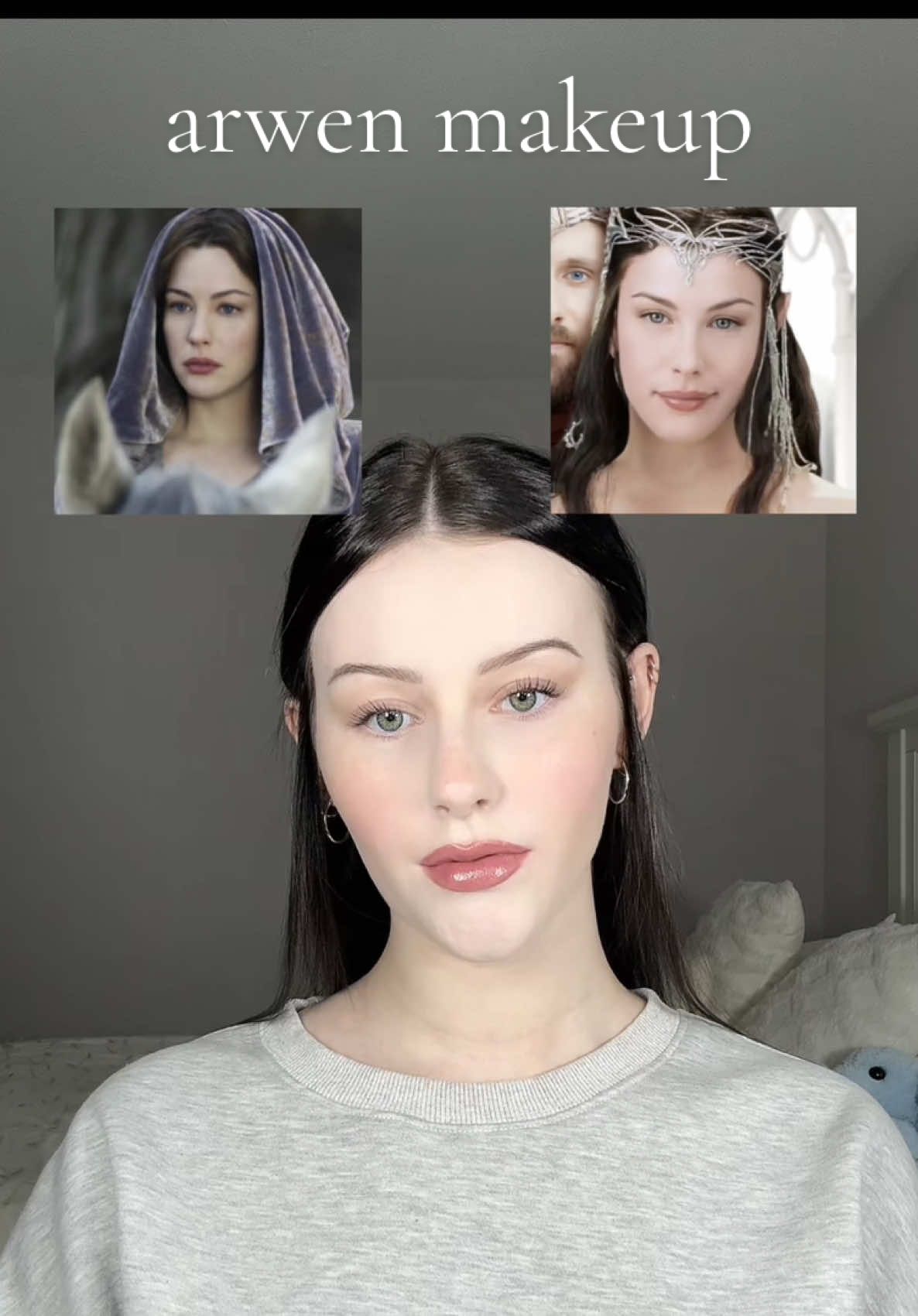 you guys always say i look like her so i had to try my queens makeup 🤍 #fyp #palegirlmakeup #arwen #livtyler #lotr 