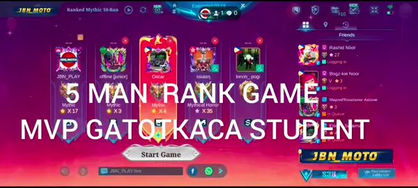 MLBB 5 MAN RANK GAME FULL GAME GATOTKACA STUDENT MVP #mobilelegends #mobilelegendsbang #mlbb #mlbbcreatorcamp #mlbbtiktok 