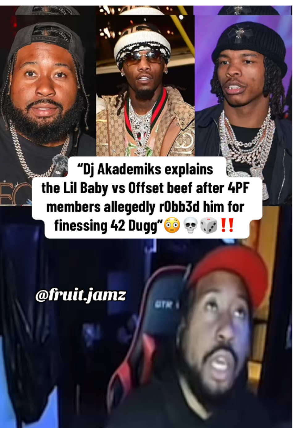 Akademiks explains the lil baby vs offset beef after 4PF members alleged took offsets possesions in a parking lot for finessing 42 Dugg in a game. This came after Lil baby dissed offset in his new song “Otha boy” #lilbaby #lilbaby4pf #offset #akademiks #fyp 