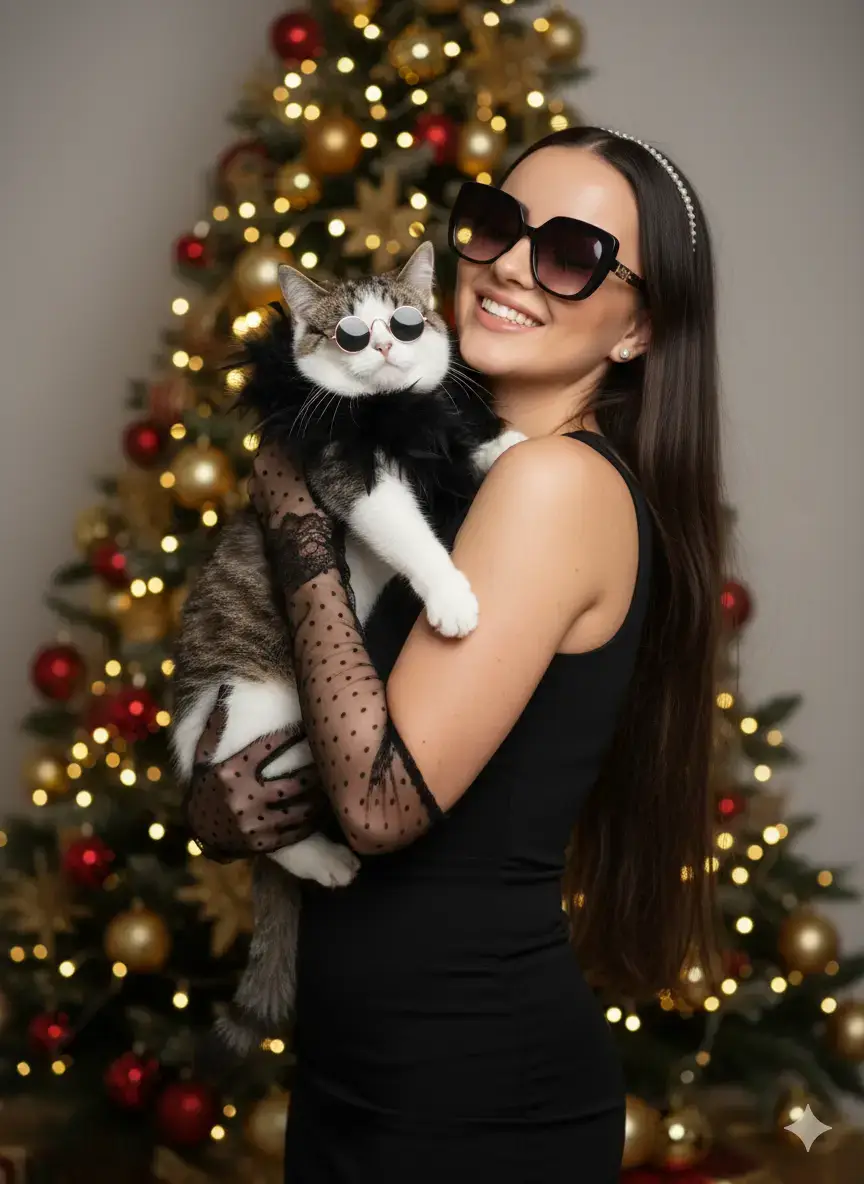 Esto pasó cuando dejé a Gemini convertir nuestros momentos con las mascotas en magia ✨🐾 Comenta cuál te harías tú con tus peluditos y dale amor ❤️ 👇💖 Sígueme para más ideas y fotos creativas ✨📸”#perrosdetiktok #gatosdelmundo #aiartcommunity #creativephotography #navidad🎄🎀 