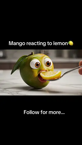 Mango reacting to lemon🍋#ai #asmr #fruits #fruits #foodasmr 