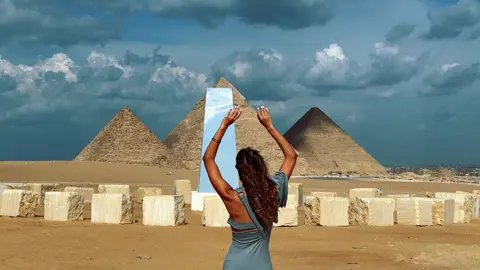 where art meets history.                                  not to miss!! Until 6th of December  #cairo #fyp #egypt #pyramids #art 