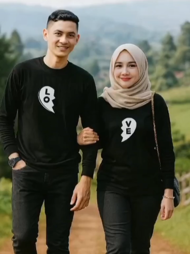 isi 2pcs kaos COUPLE LP ONE HEART Pasangan LENGAN PANJANG DEWASA COWOK CEWEK UNISEX SEPAKET DAPAT 2BAJU Wanita Soft Combed Distro Oblong Keren